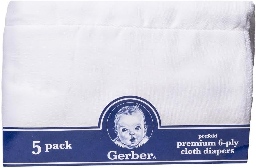Gerber Premium 6-Ply Cloth Diapers x5 - Maximum Absorbency