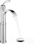 Tall Waterfall Bathroom Faucet Chrome Single Handle Vessel Faucet