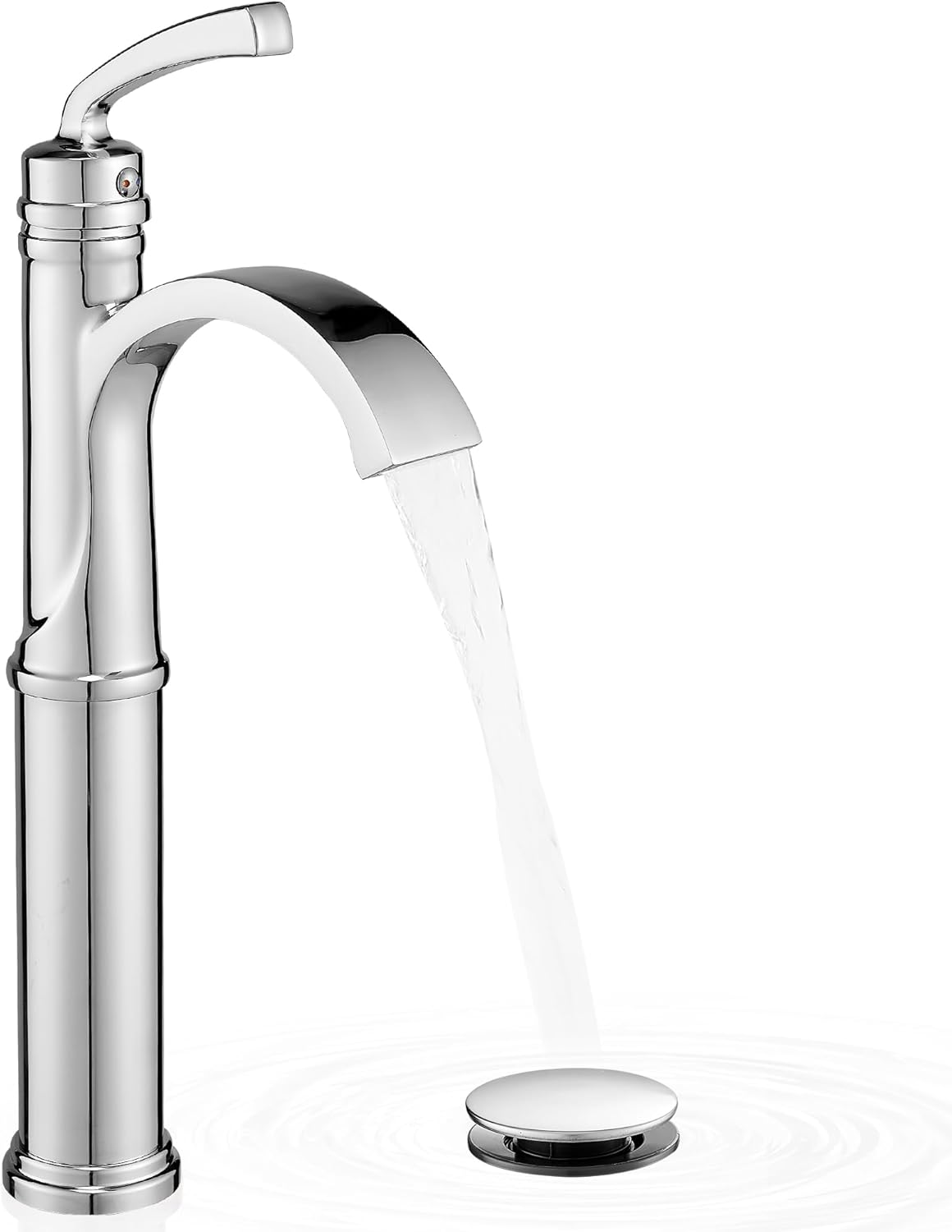 Tall Waterfall Bathroom Faucet Chrome for Vessel Sink Use