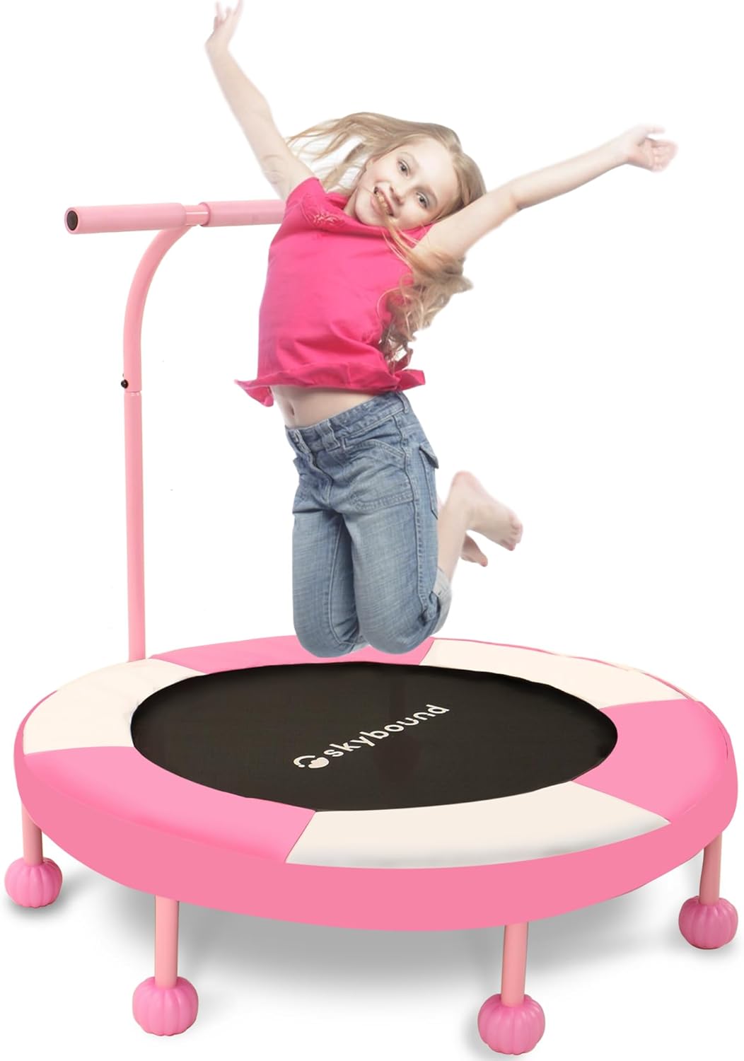 SkyBound 36 Inch Indoor Trampoline for Kids with Handlebar
