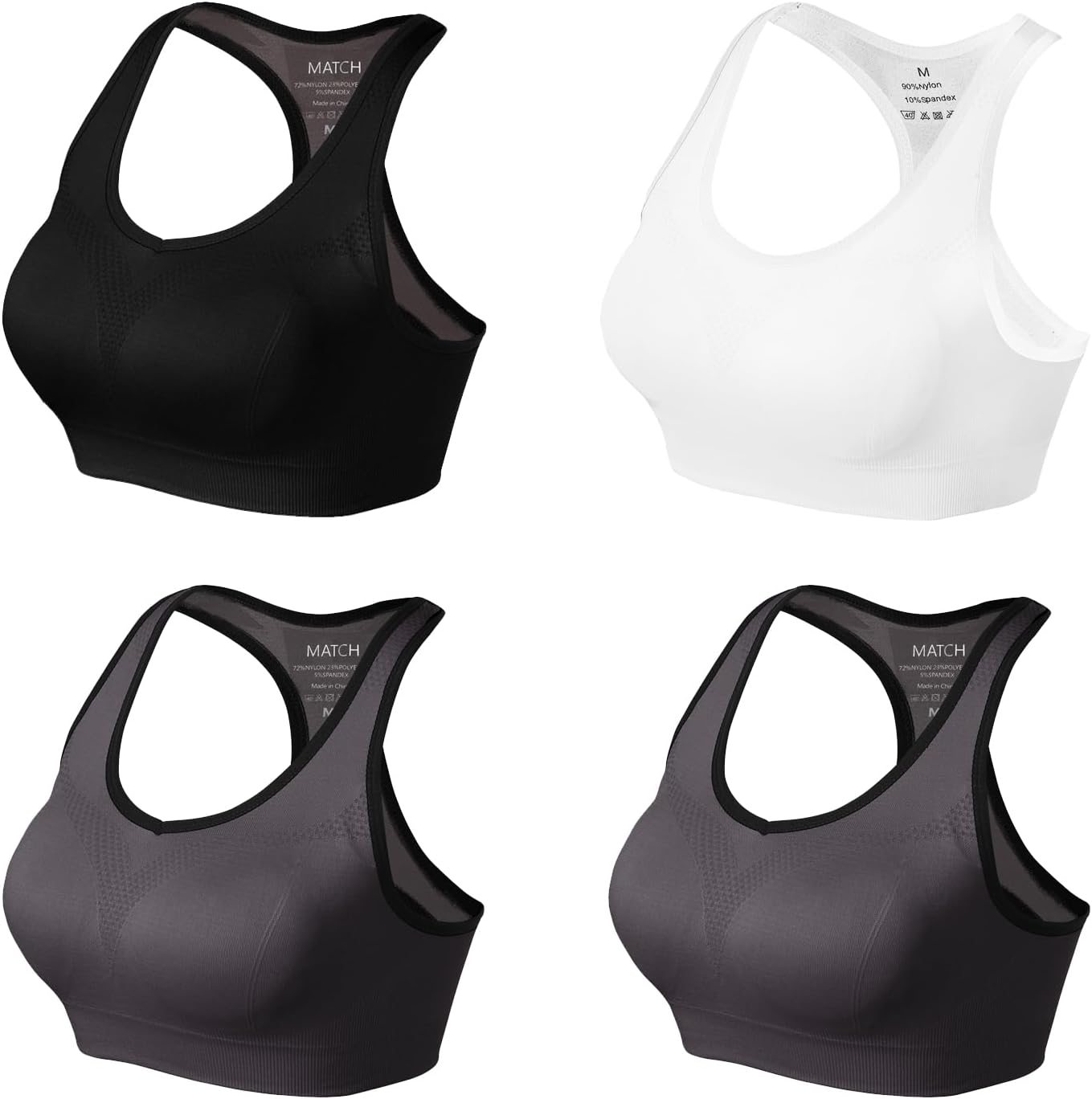 Match Racerback Sports Bras for Women - Perfect for Yoga and Gym