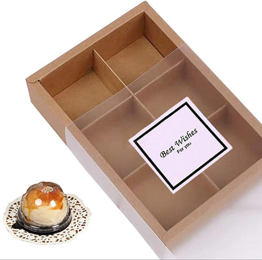 12 Packs Brown Kraft Cupcake Boxes with Inserts and Windows