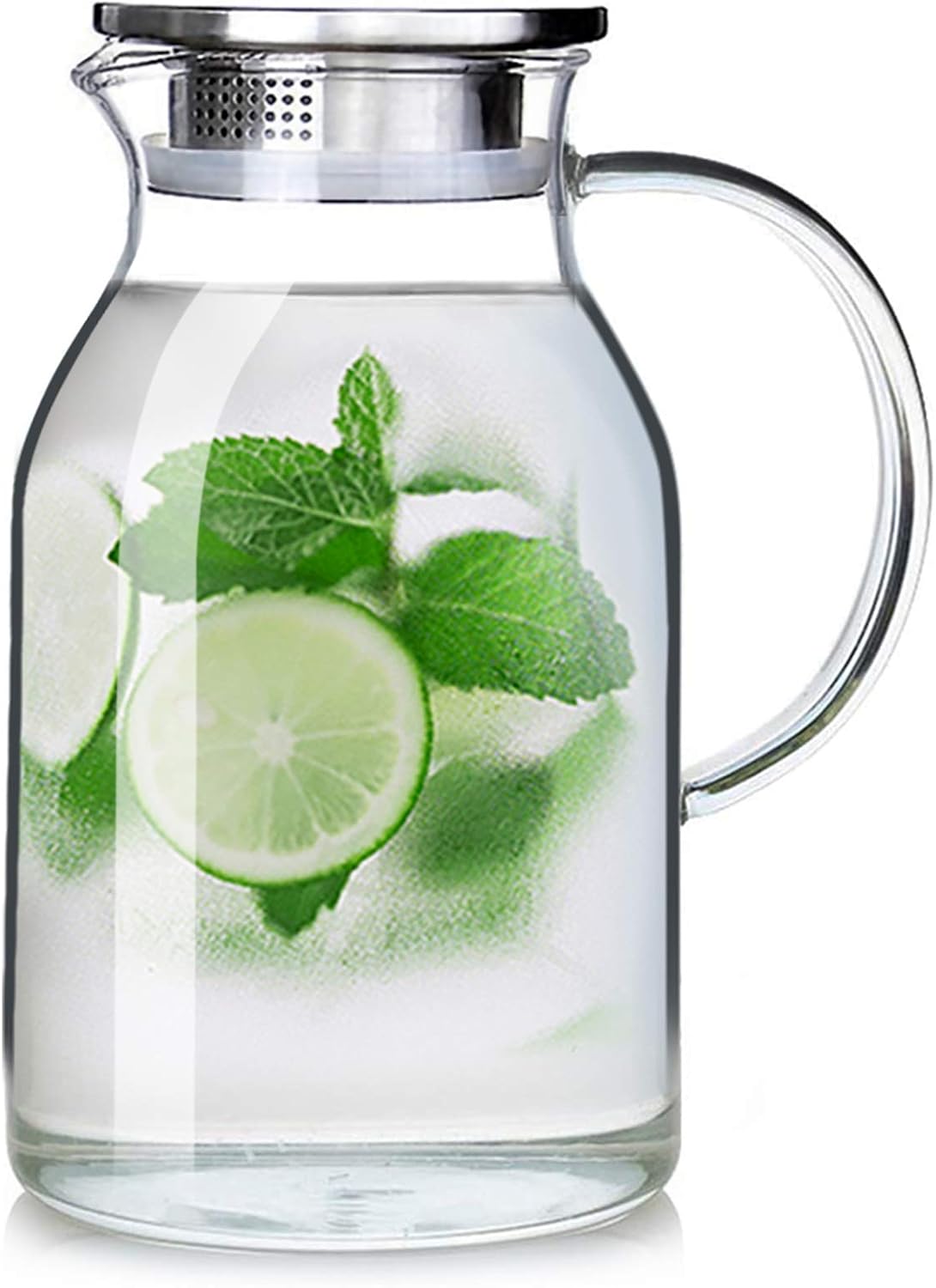105OZ Glass Pitcher with Lid for Hot and Cold Beverages