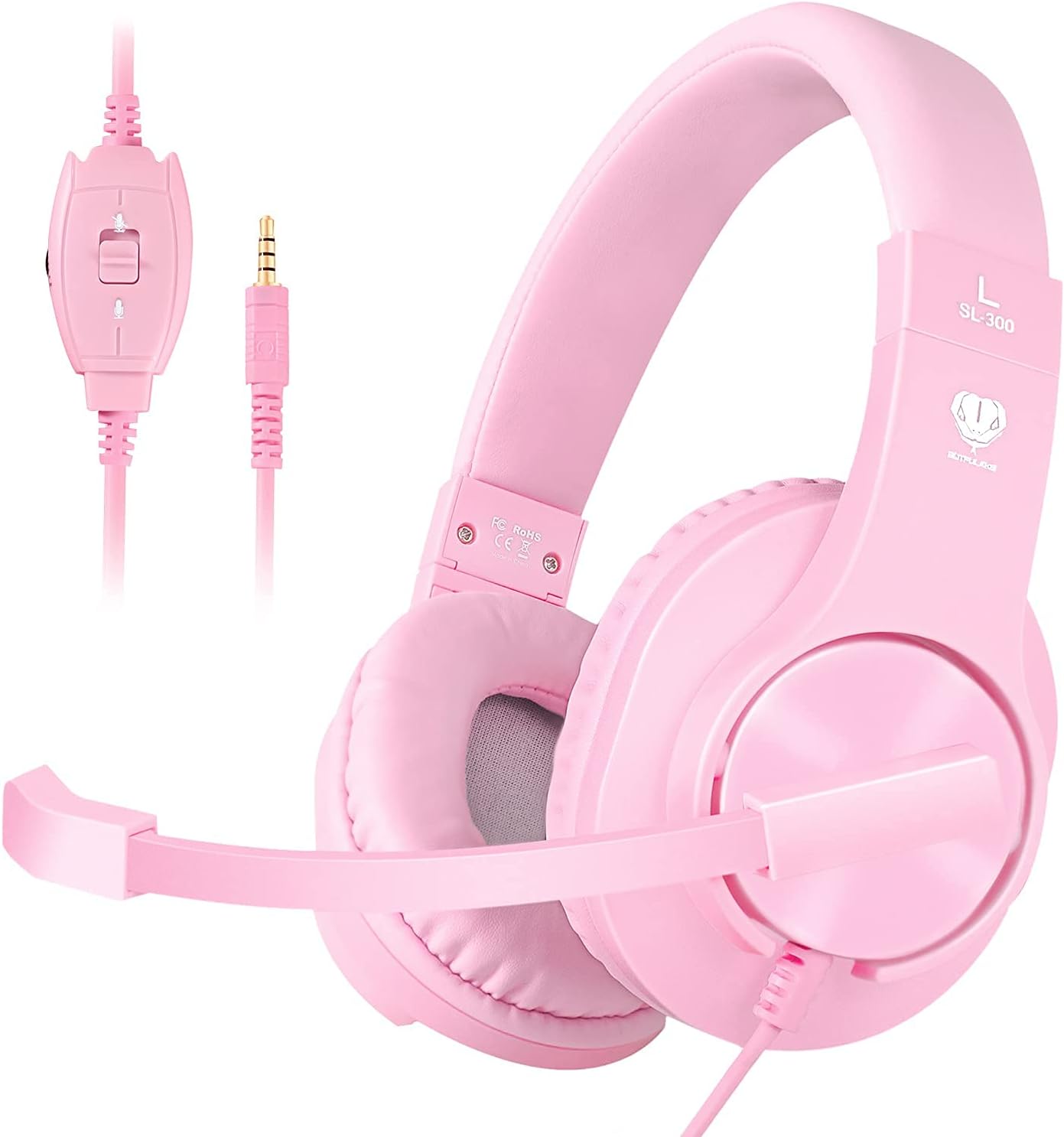 Pink Kids Gaming Headset with Mic - Multi-Device Compatibility