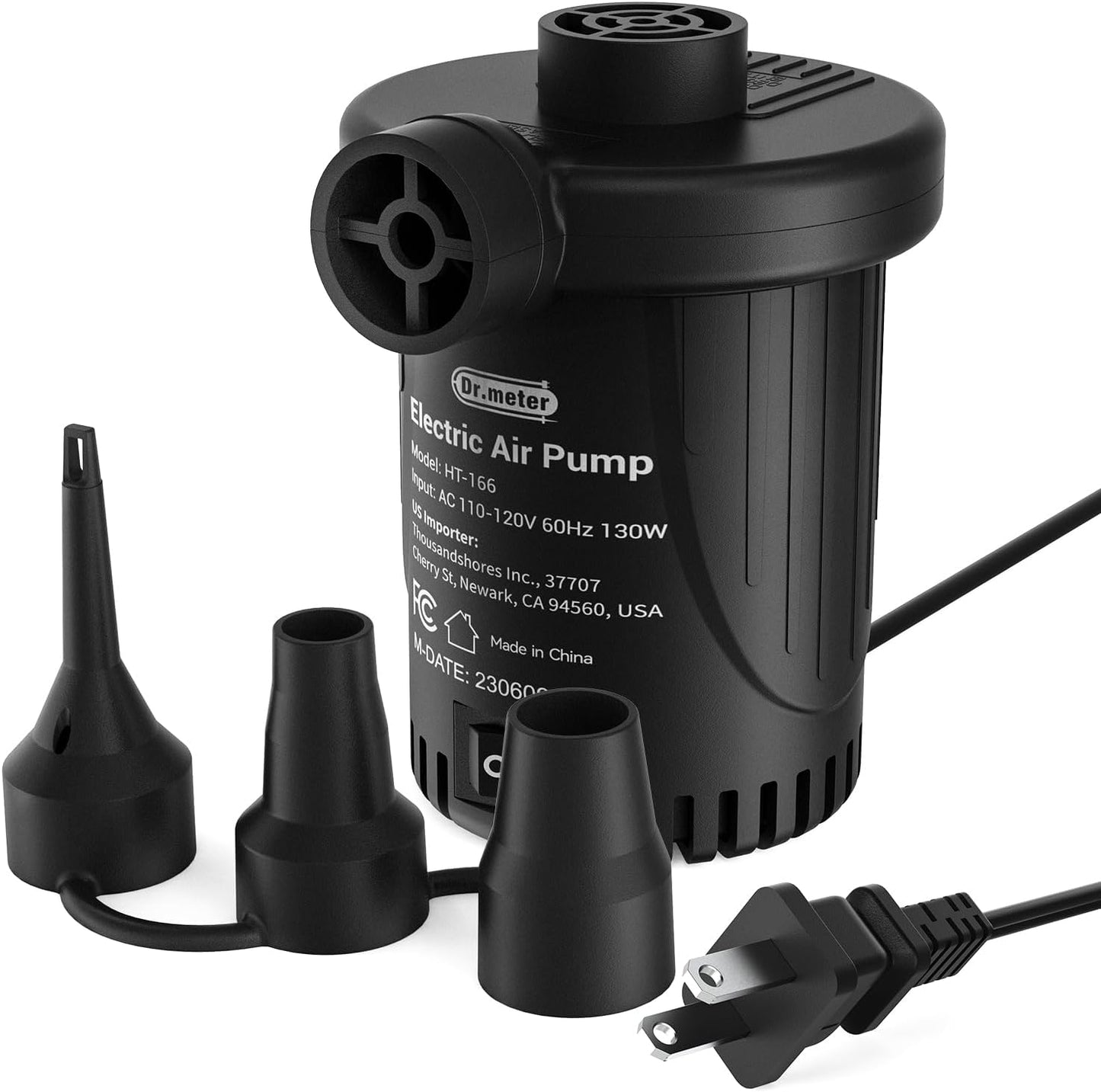 Dr.meter Portable Electric Air Pump: Quick-Fill 130W Inflator