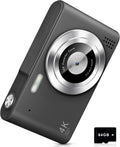 Digital Camera for Kids Black - UHD 4K 48MP Compact Point and Shoot