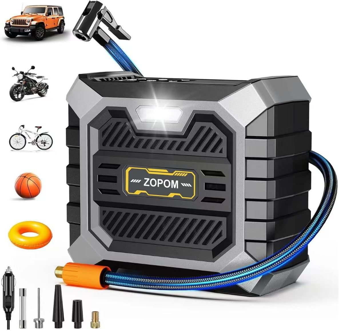 Portable Tire Inflator with Digital Pressure Gauge for Cars
