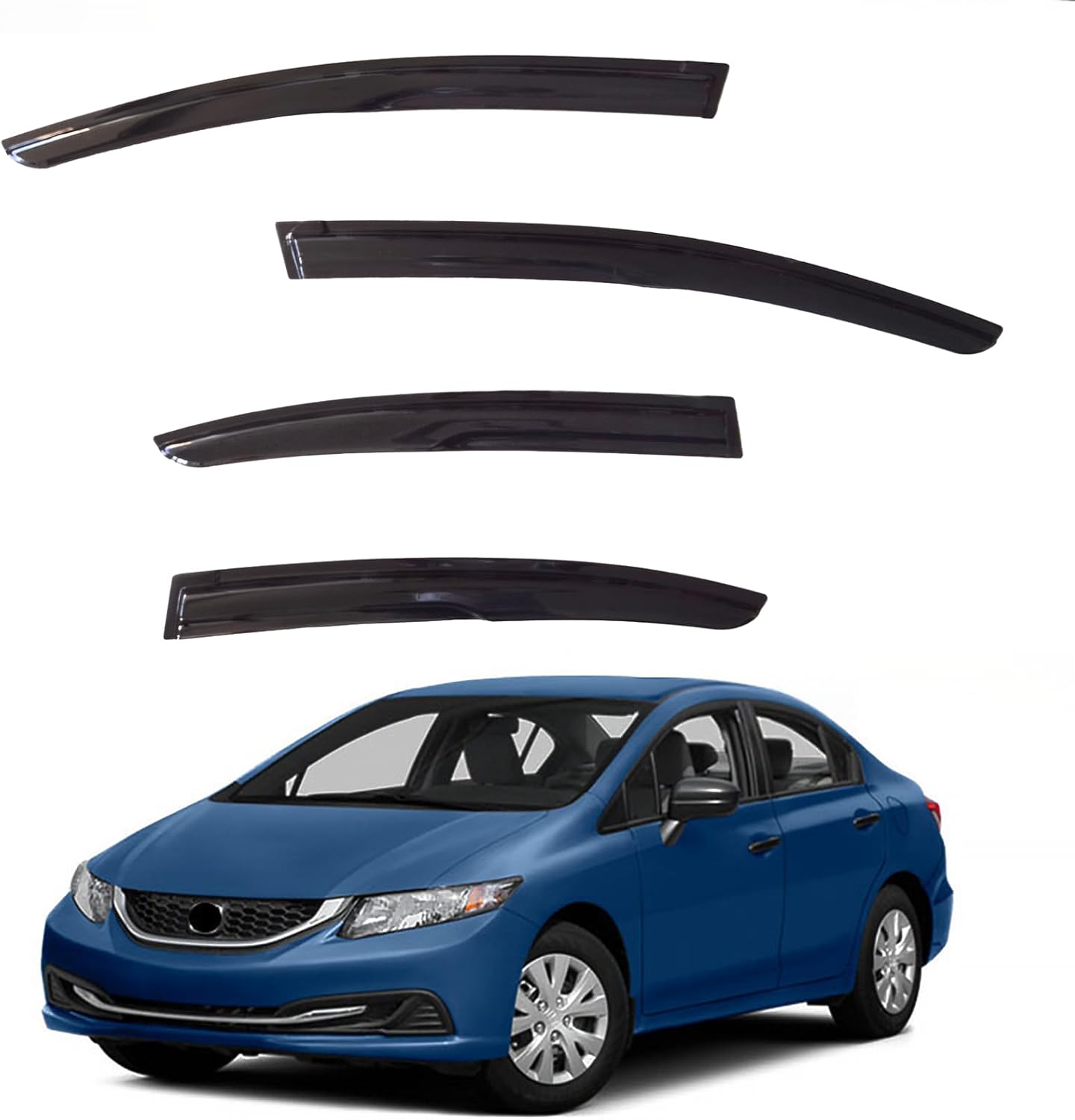 Window Visors Rain Guards for 2012-2015 Civic Sedan - Dark Smoke