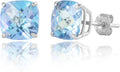 14k White or Yellow Gold 8mm Cushion-Cut December Birthstone Earrings