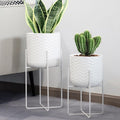 Set of 2 Metal Planters with Stand - Modern Indoor Outdoor Planters