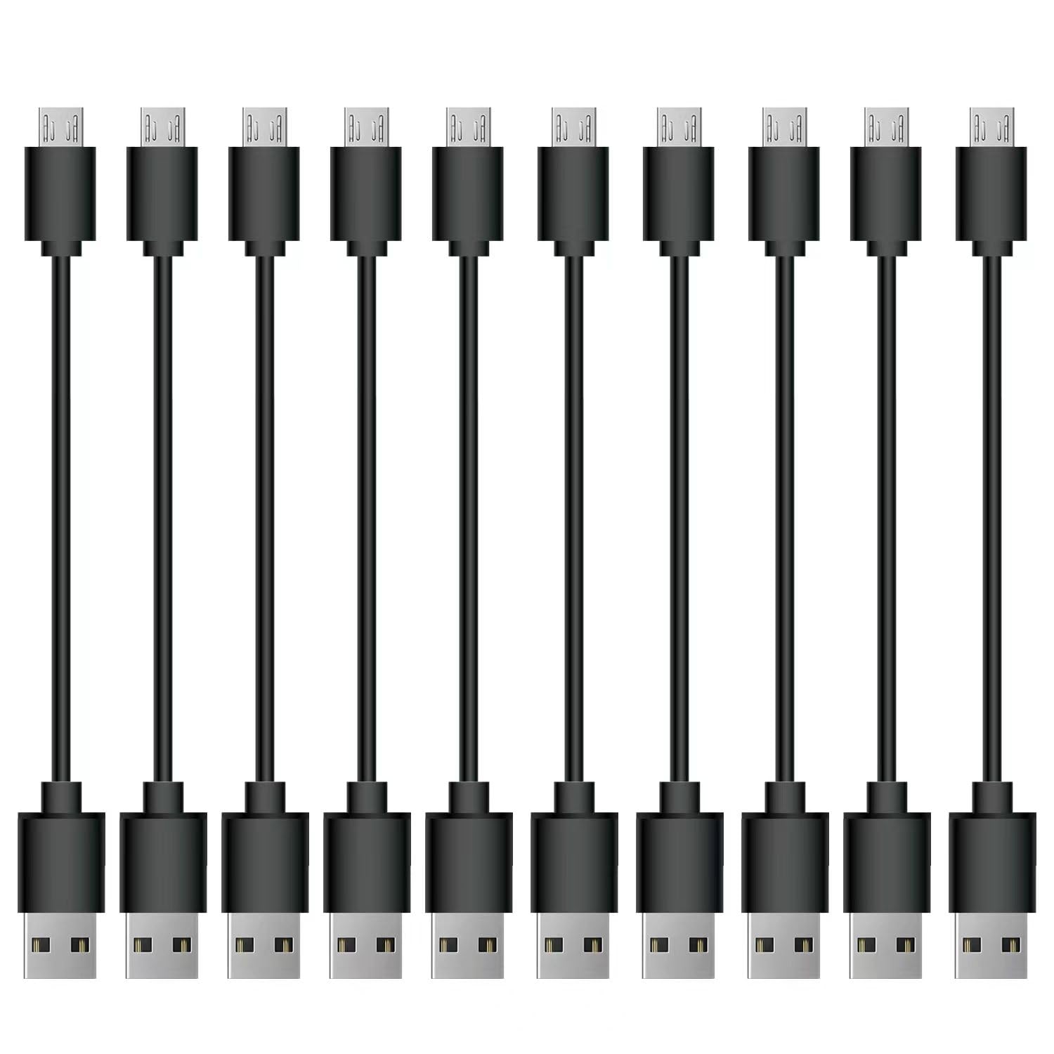 10 Pack Short Micro USB Cables - Fast Charging