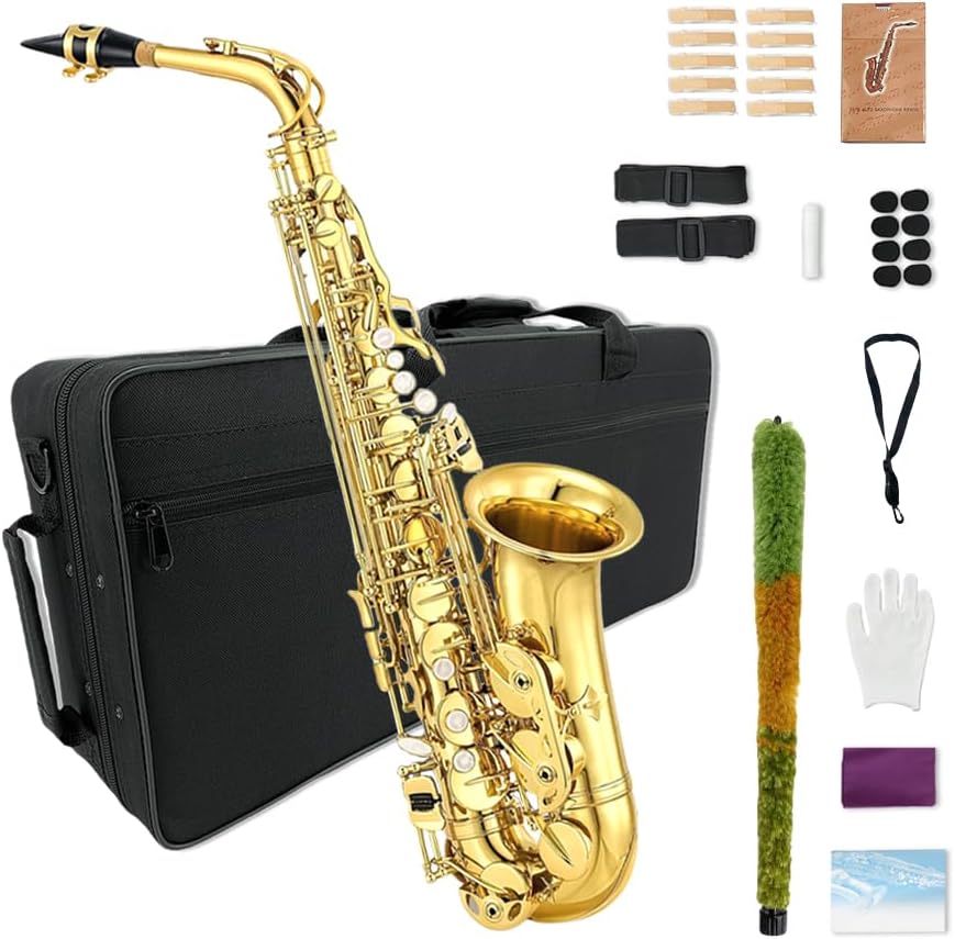 Alto Saxophone Beginner Kit for Adults and Students - Gold
