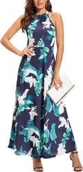 Women's Maxi Halter Floral Dress for Summer 2025 - Flattering Fit