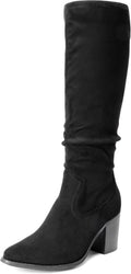 Knee-High Suede Riding Boots for Women - Chunky 3in Heel