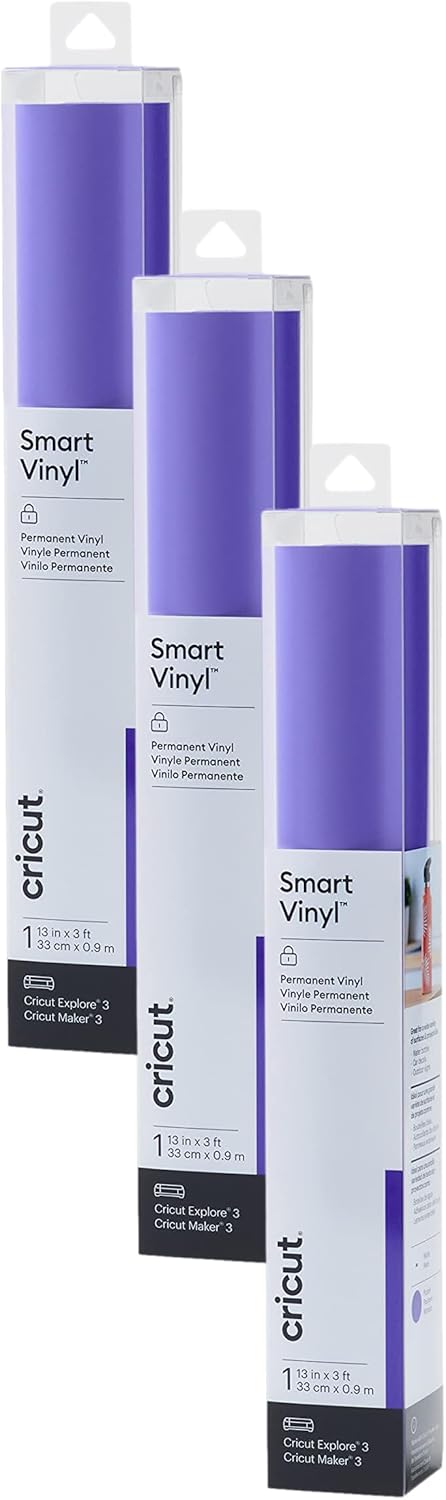 Cricut Smart Permanent Vinyl, Purple - 3-Pack for Crafts