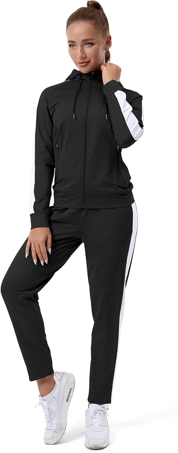 TEZO Womens Full Zip-Up Hoodie Tracksuit Set for Casual Wear