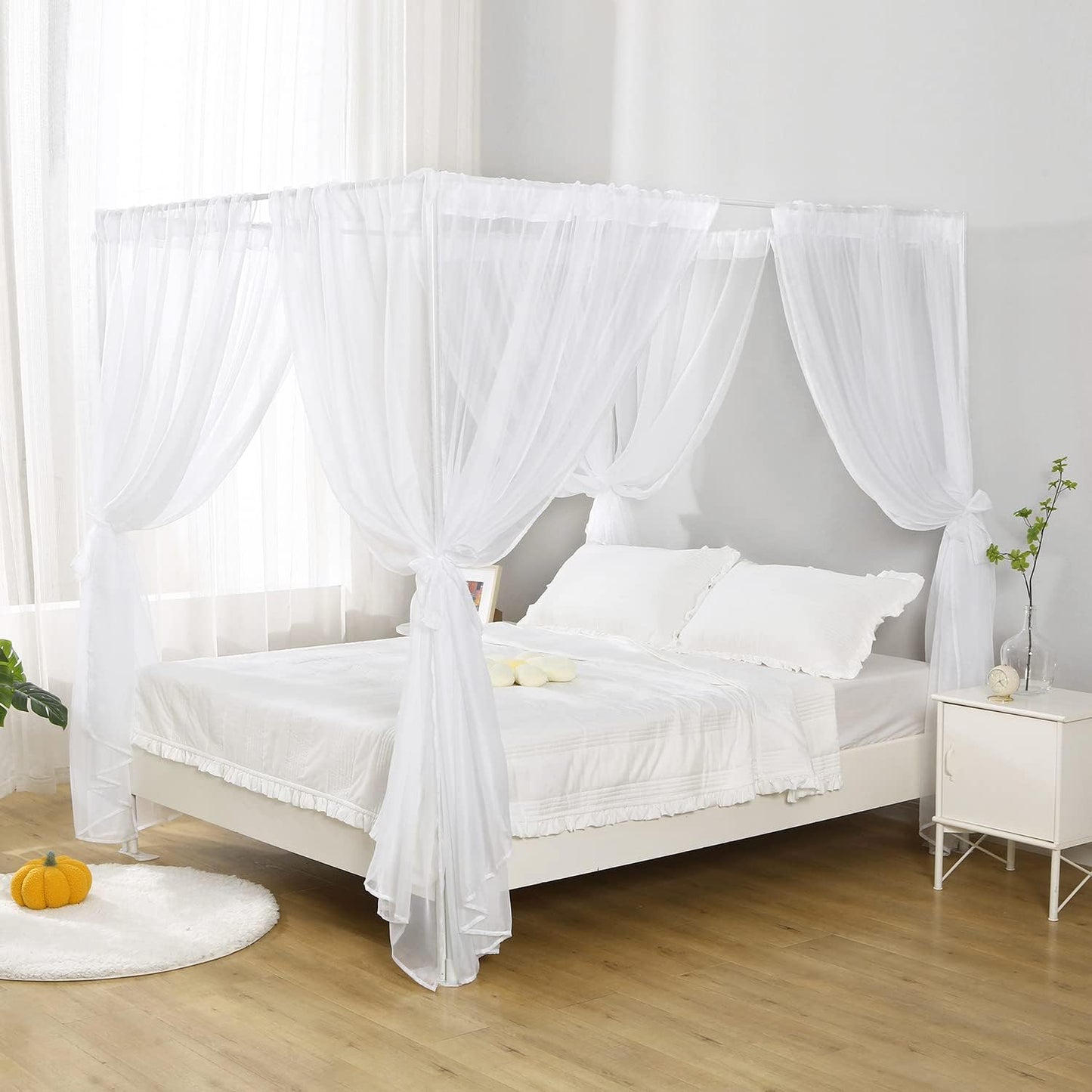 White Canopy Scarf for Twin Bed by WANFASO
