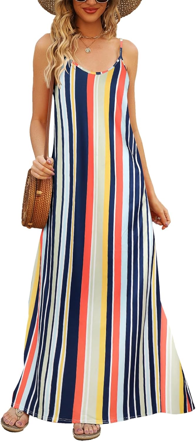 Supnier Women's Summer Maxi Dress with Pockets for Comfort