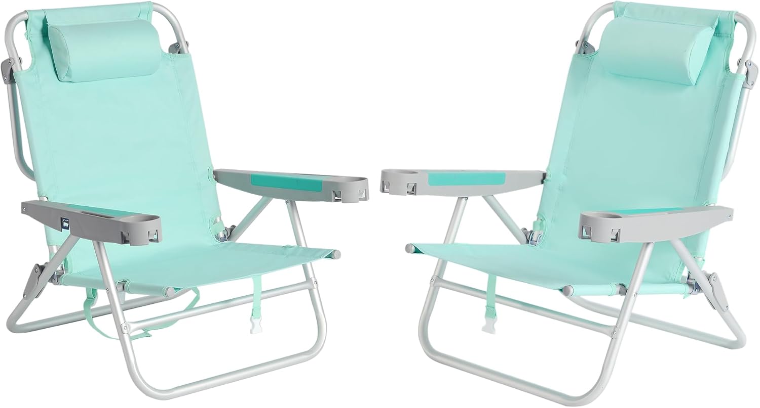SUNNYFEEL Extra Wide Low Beach Chair 2 Pack for Ultimate Comfort