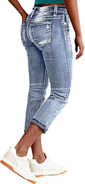 Women's Mid Rise Denim Capri Jeans - Tailored Crop Fit
