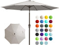 9ft Fog Gray Outdoor Patio Umbrella with Crank and Tilt - Durable