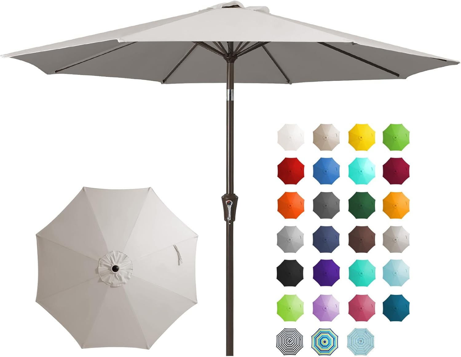 9FT Outdoor Patio Umbrella with Push Button Tilt and Crank