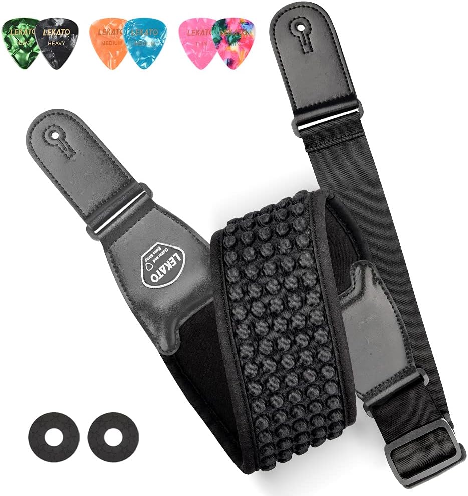 Ultra-Comfortable LEKATO Guitar Strap: Padded Neoprene for Optimal Support