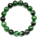 Natural Fluorite Beaded Stretchy Bracelet - Genuine Green Crystal Ruby