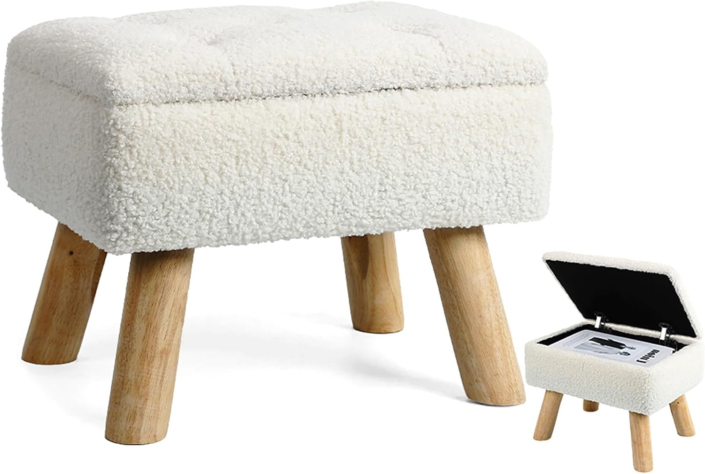 Storage Ottoman with Padded Seat for Living Room and Bedroom