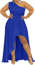 Ekaliy Women's Plus Size One Shoulder Maxi Dress - High Low Hem