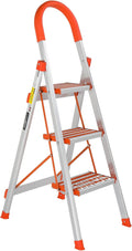 3 Step Stool Foldable Lightweight Step Ladder - Safe, Stable Step