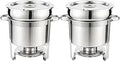 Restlrious Soup Chafer 7 QT Stainless Steel Round Soup Warmer - Large