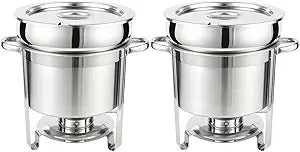 Restlrious 7 QT Stainless Steel Round Soup Chafer for Events