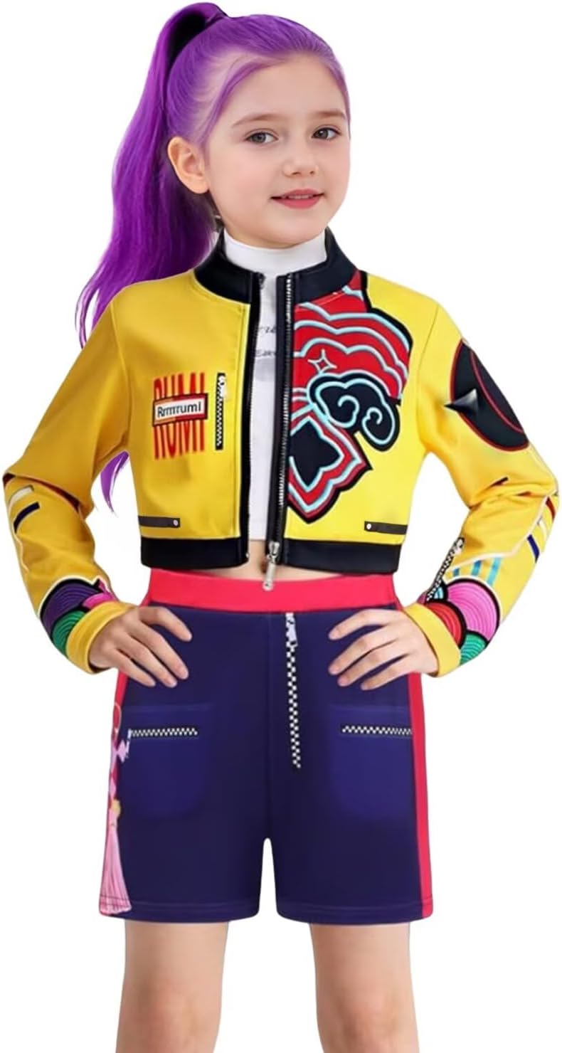 Rumi Costume for Girls Pop Singers 3PCS Set for Halloween Fun