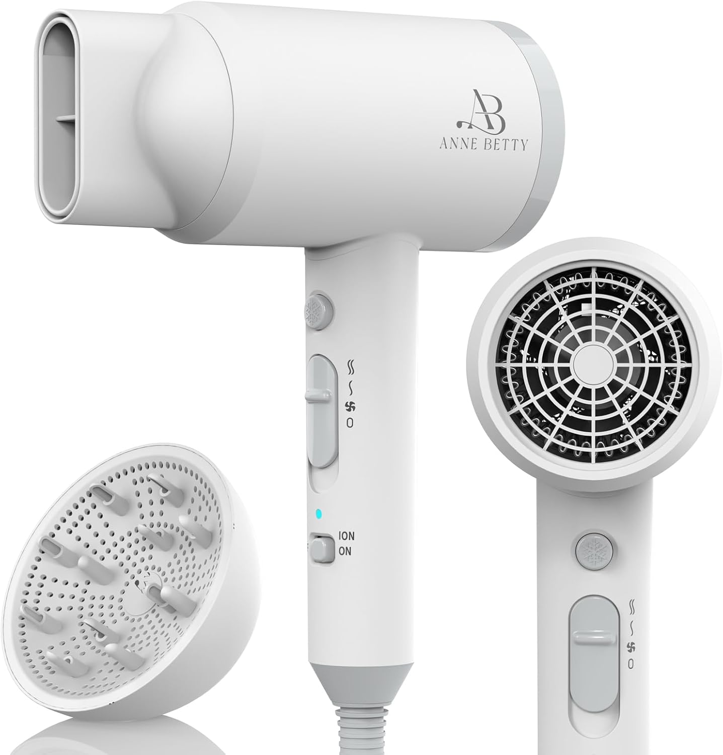 Ionic Hair Dryer with Diffuser for Fast Drying and Styling