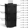 Rotating Pegboard Display Stand With 24 Hooks - 4-Sided Spinner