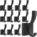 Black Coat Hooks for Wall Hanging 12 Pack - Heavy Duty Towel & Robe