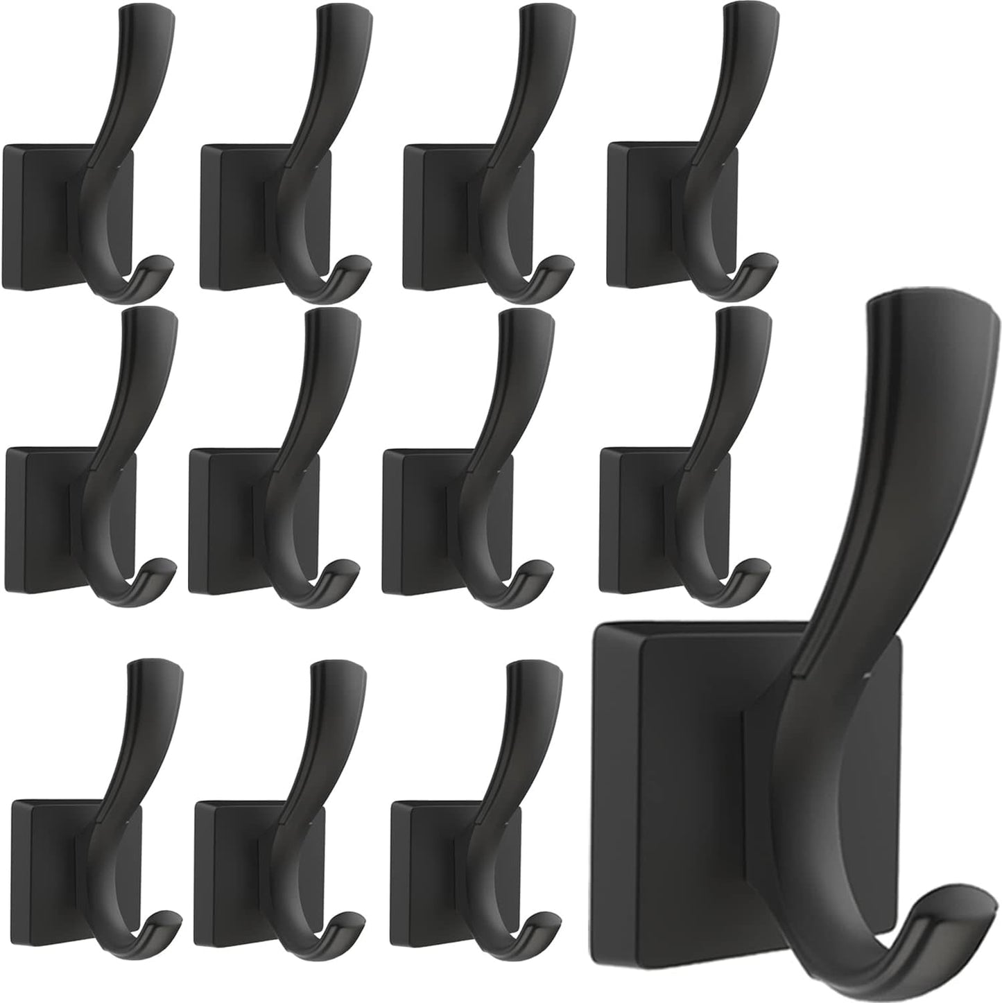 Heavy Duty Black Coat Hooks for Wall Hanging and Storage