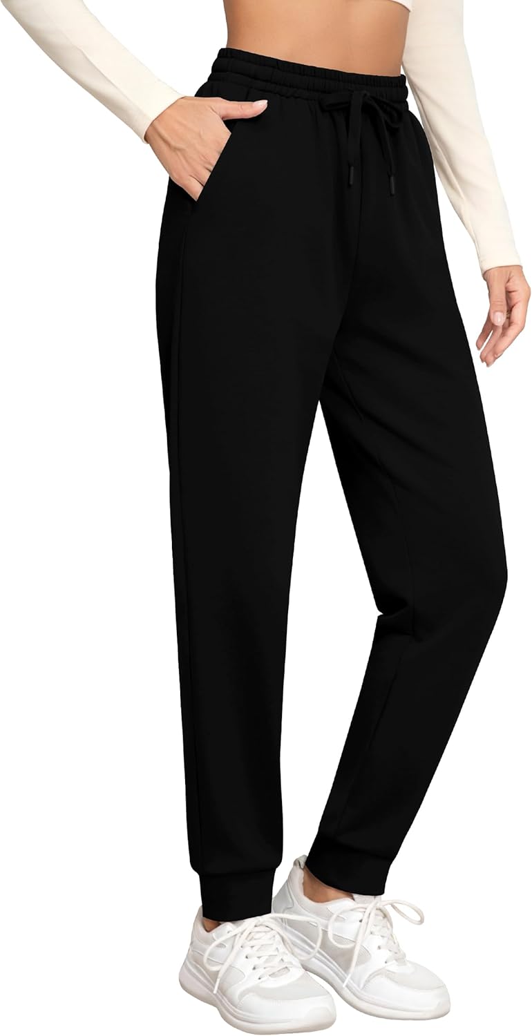 Missufe Women's High Waisted Fleece Baggy Sweatpants for Comfort