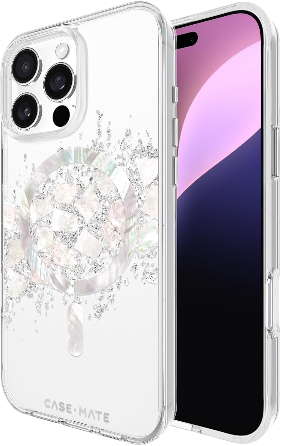 Stylish Mother of Pearl iPhone 16 Pro Max Case with 12ft Drop
