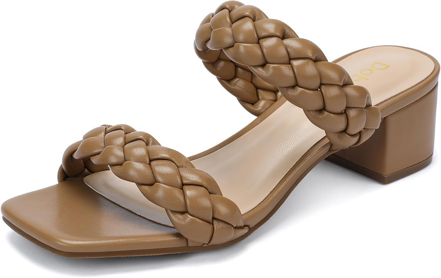Wide Width Chunky Heels for Women with Braided Straps