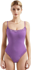 SUUKSESS Women Square Neck Lace Bodysuit Sleeveless - Soft, Flattering
