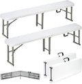 6ft Plastic Folding Bench with Carry Handle & Lock - Portable Outdoor