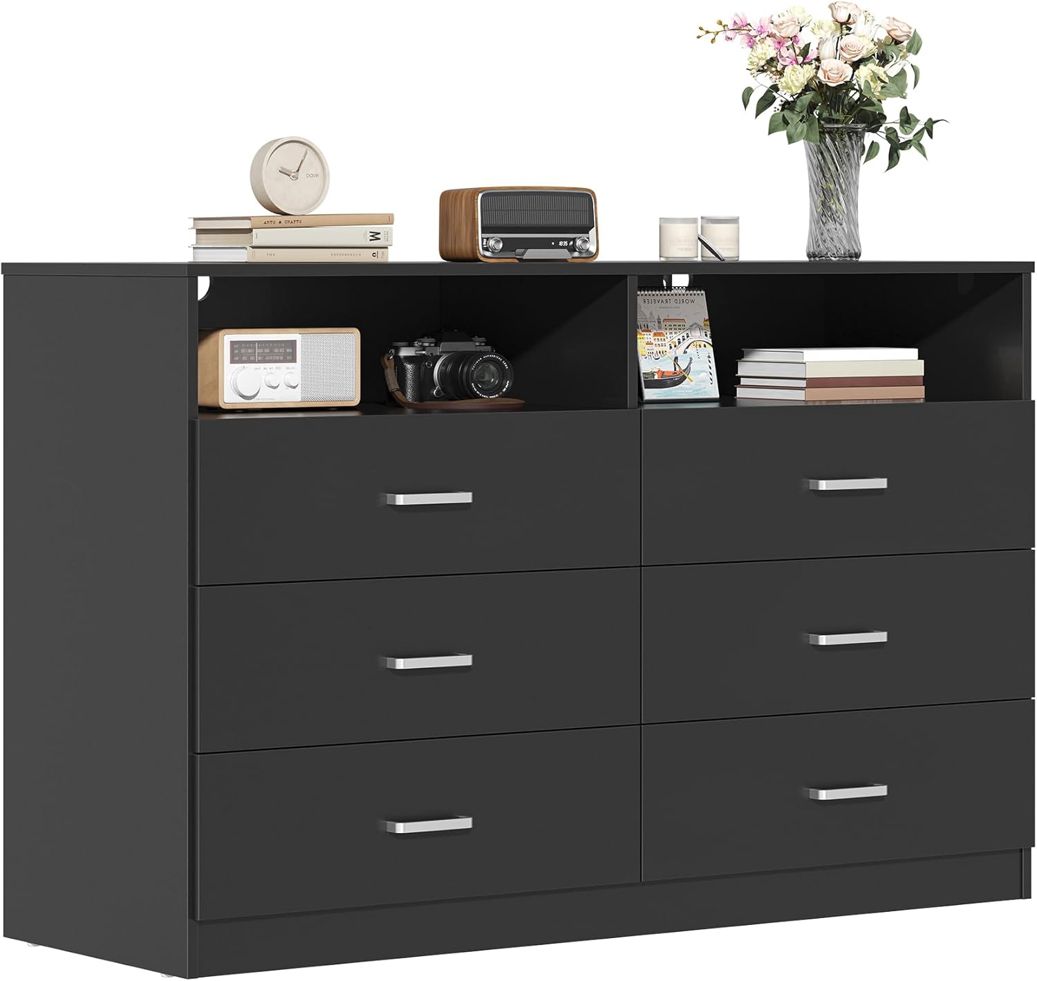 Bigbiglife 6 Drawers Dresser with Open Storage Cubby for Home