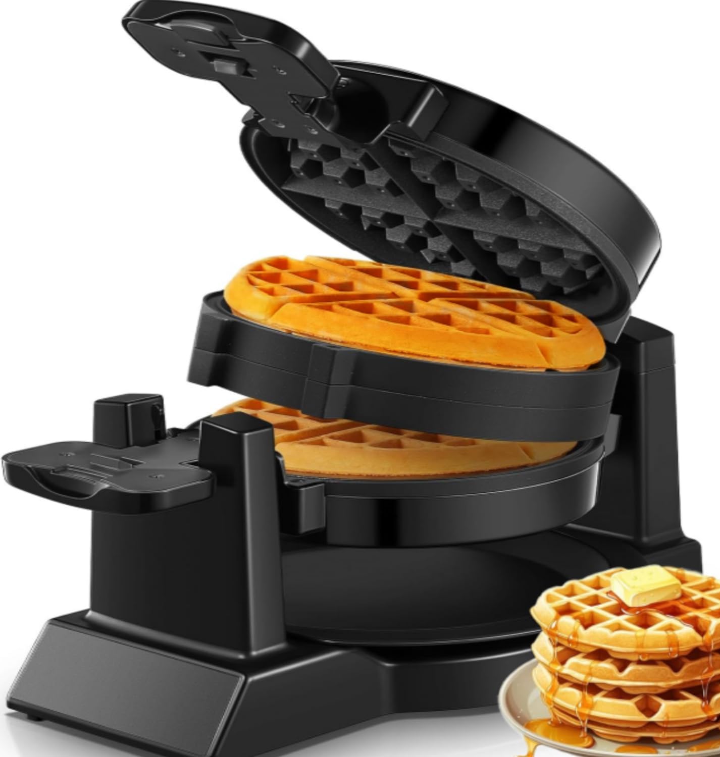 FOHERE Rotating Waffle Maker | 1400W Power for Crispy Waffles