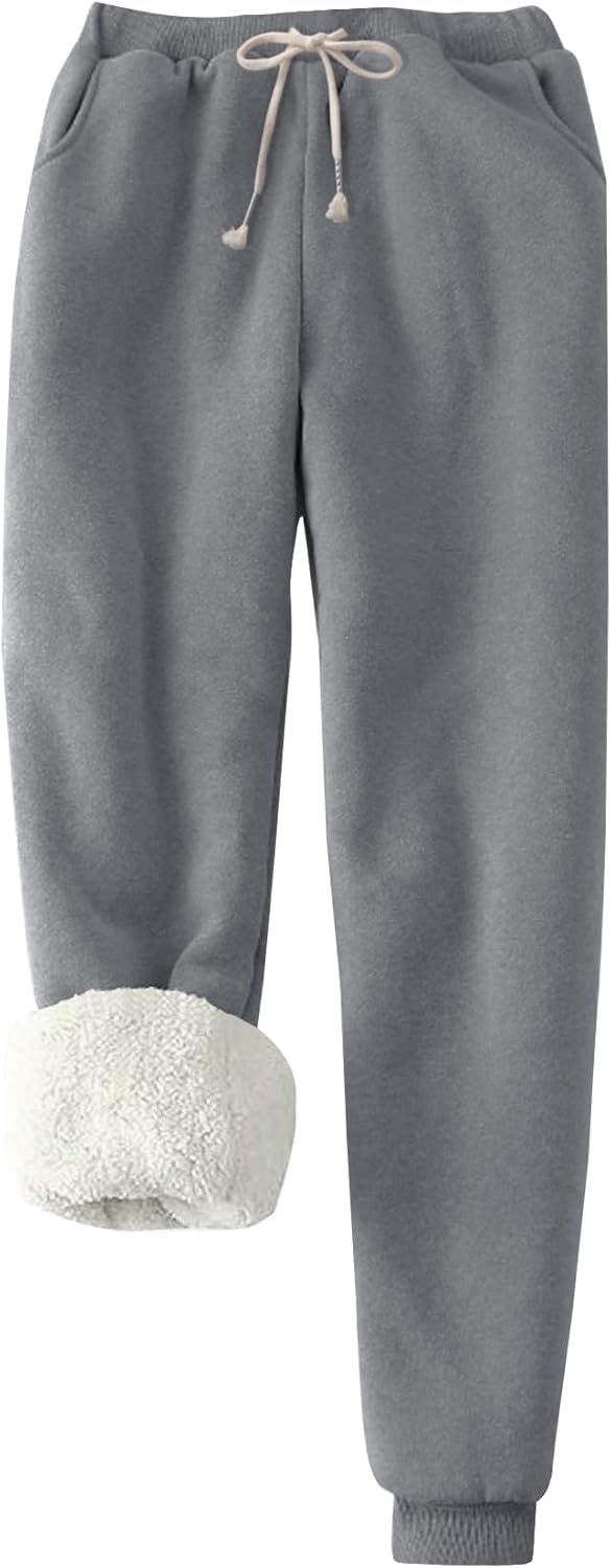 PEHMEA Women's Sherpa Lined Sweatpants for Winter Warmth