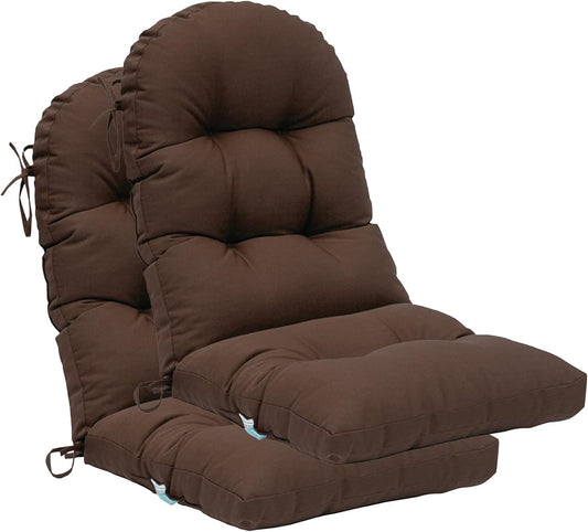 QILLOWAY Indoor Outdoor High Back Chair Cushion Set of 2 Coffee