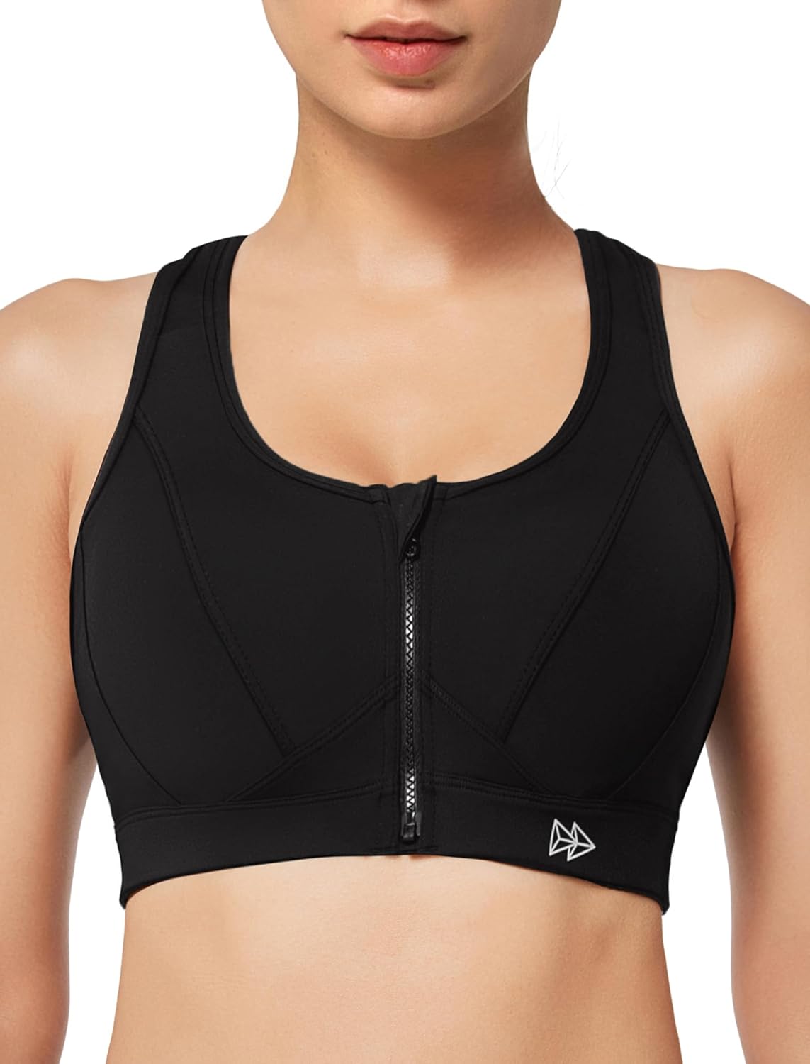 Yvette Zip Front Sports Bra - High Impact Support for Women