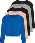 5-Pack Women's Dry-Fit Crop Top Long Sleeve S-3X - Comfortable Fit