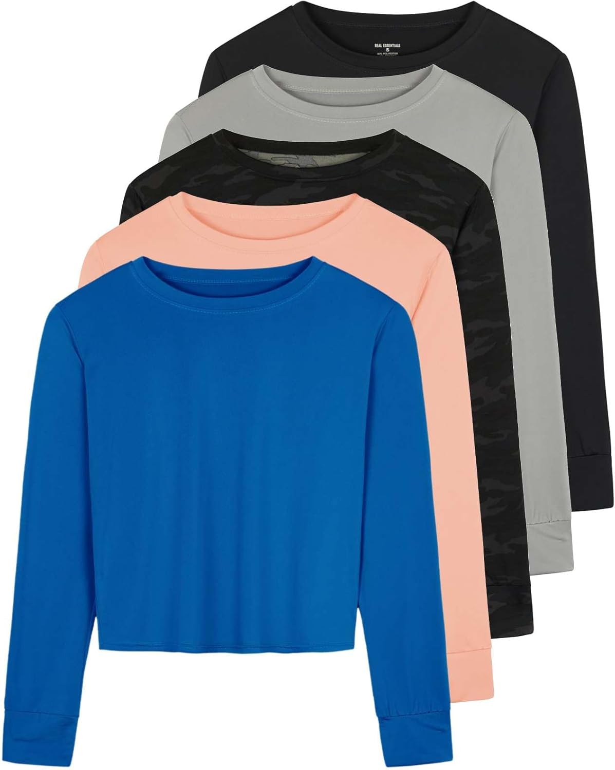 5-Pack Women's Dry-Fit Crop Top Long Sleeve for Fitness & Style